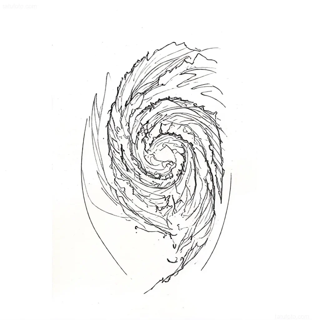 Tattoo sketch: a spiral cosmic vortex symbolizing a supernova explosion.