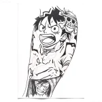 Эскиз тату с изображением Манки Д. Луффи из One Piece и его символа - Веселого Роджера