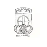 Эскиз татуировки с символом ВДВ: парашют, крылья и надпись AIRBORNE