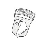 Татуировка с изображением орла с надписью AIRBORNE на фоне щита