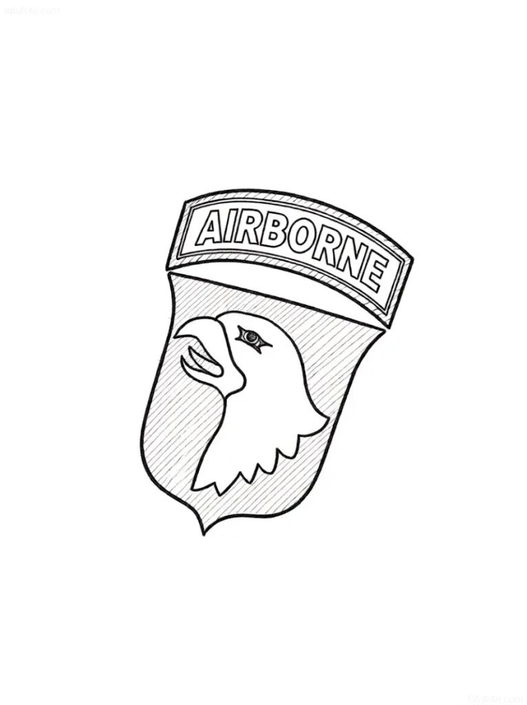带有老鹰和'AIRBORNE'字样的盾牌纹身草图