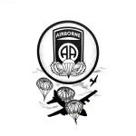 Эскиз татуировки с эмблемой ВДВ, парашютами и самолетом