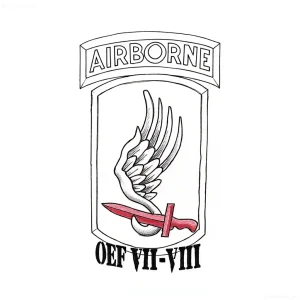 Эскиз татуировки: эмблема ВДВ с крылом, мечом и надписью "OEF VII-VIII"