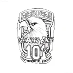 Эскиз татуировки "Кричащий Орёл 101-й" с надписью AIRBORNE, символизирующий Воздушно-десантные войска (ВДВ)