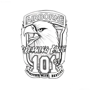 Эскиз татуировки "Кричащий Орёл 101-й" с надписью AIRBORNE, символизирующий Воздушно-десантные войска (ВДВ)