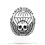 Эскиз татуировки с черепом, парашютом и крыльями, надписью AIRBORNE