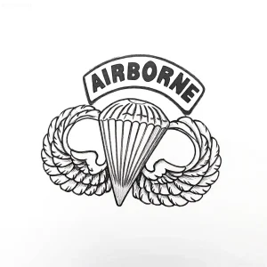 Эскиз татуировки: Крылья ВДВ с парашютом и надписью AIRBORNE