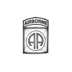 Эскиз татуировки эмблемы ВДВ с надписью AIRBORNE и кругом с буквами АП