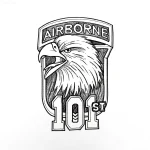 Эскиз тату с головой орла и надписью "AIRBORNE 101st"