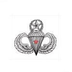 Татуировка эмблемы ВДВ: крылья, парашют с красной звездой и звезда в венке