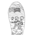 Эскиз татуировки с десантником, парашютами и флагом США с надписью Ranger Airborne