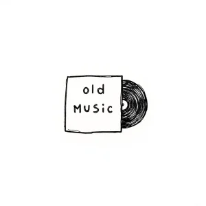 Минималистичная татуировка виниловой пластинки в конверте с надписью 'old MUSIC'