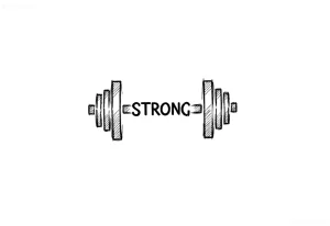 Тату гантель со словом STRONG