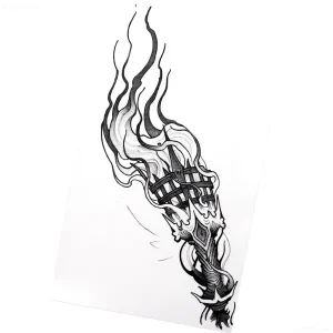 Эскиз тату Олимпийский огонь (факел) в стиле графики с элементами реализма