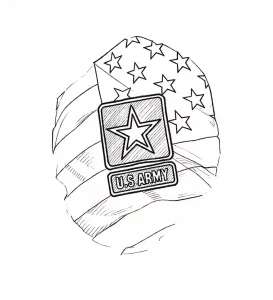 Эскиз татуировки: американский флаг с эмблемой U.S. Army и звездой