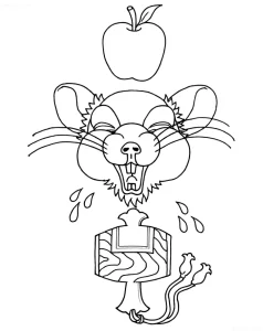 Эскиз тату шиншилла с яблоком и колокольчиком