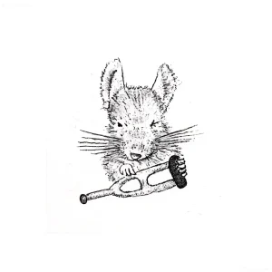 Тату эскиз шиншиллы с костылем, черно-белый рисунок