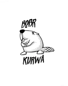 Эскиз татуировки бобра с надписью "BOBR KURWA" в стиле скетч