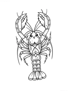 Эскиз татуировки лобстера в стиле олд скул