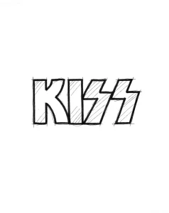 Эскиз татуировки надписи KISS в графическом стиле
