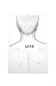 Эскиз татуировки ACAB на шее сзади