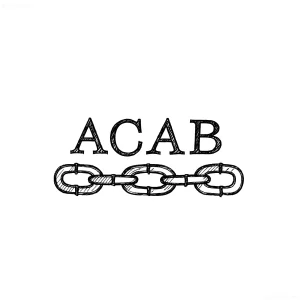 Эскиз татуировки с буквами ACAB и изображением цепи