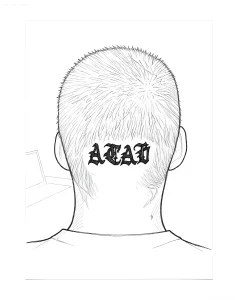Эскиз татуировки ACAB на затылке мужчины