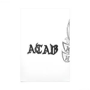 Черно-белый эскиз татуировки с надписью ACAB и элементами герба