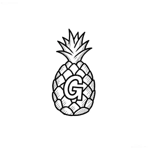 Эскиз тату ананаса с буквой G