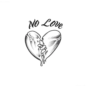 Эскиз татуировки разбитого сердца с надписью 'No Love'