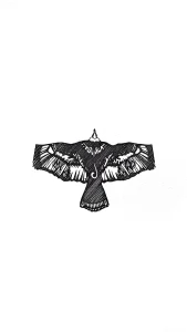 Черно-белый эскиз татуировки альбатроса в стиле blackwork с расправленными крыльями, выполненными в технике штриховки и контрастных пятен