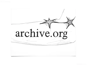 Чернильный эскиз татуировки с логотипом archive.org, выполненный в стиле старой гравюры
