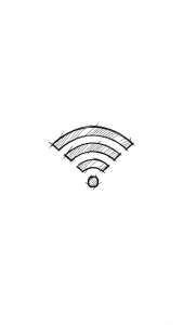 Черно-белый эскиз татуировки с изображением знака Wi-Fi, выполненный в технике скетча с диагональной штриховкой