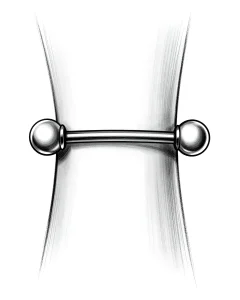Чертёж плоскостного пирсинга (surface piercing) с иллюстрацией расположения стержня под кожей