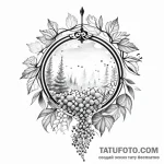 жскиз тату виноград, цветной, сожный, акварел… — эскиз тату (№1748493974_0, 29.05.2025 04:46) — Tatufoto.com
