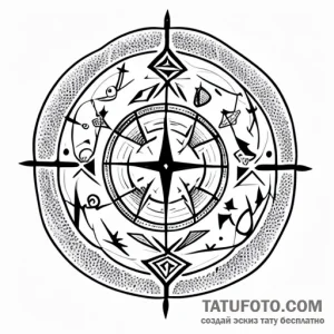 ведьмин круг, руны, магия, blackwork — эскиз тату (№1748629731_0, 30.05.2025 18:28) — Tatufoto.com