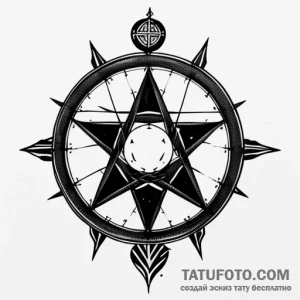 Pentacle, artistic tattoo sketch, bold outlin… — эскиз тату (№1748739017_0, 01.06.2025 00:50) — Tatufoto.com