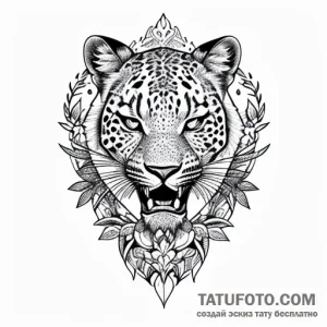 леопард, concept art for tattoo, on a clean w… — эскиз тату (№1748740669_1, 01.06.2025 01:17) — Tatufoto.com