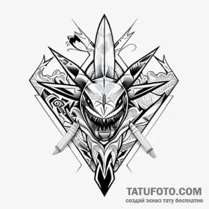 Hammerhead shark, tattoo line art, new school… — эскиз тату (№1748750563_1, 01.06.2025 04:02) — Tatufoto.com