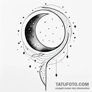 Moon, ink illustration for tattoo, dotwork sh… — эскиз тату (№1748760481_0, 01.06.2025 06:48) — Tatufoto.com