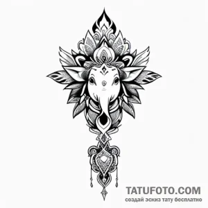 Ganesha, artistic tattoo sketch, on a clean w… — эскиз тату (№1748768741_0, 01.06.2025 09:05) — Tatufoto.com