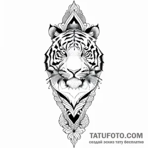 Tiger, tattoo drawing outline, black outline… — эскиз тату (№1748780635_1, 01.06.2025 12:23) — Tatufoto.com