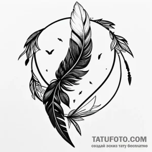 Feather, artistic tattoo sketch, trash polka… — эскиз тату (№1748797814_0, 01.06.2025 17:10) — Tatufoto.com