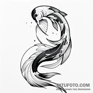 Koi, concept art for tattoo, black outline on… — эскиз тату (№1748799466_1, 01.06.2025 17:37) — Tatufoto.com