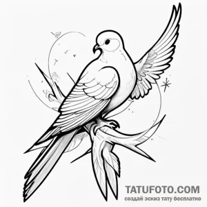 Dove, ink illustration for tattoo, clean line… — эскиз тату (№1748802440_0, 01.06.2025 18:27) — Tatufoto.com