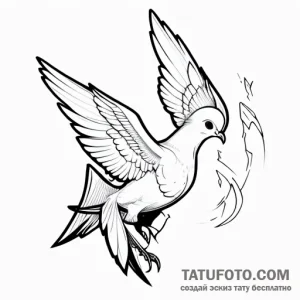 Dove, ink illustration for tattoo, clean line… — эскиз тату (№1748802440_1, 01.06.2025 18:27) — Tatufoto.com