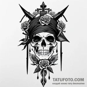Pirate, tattoo drawing outline, black and red… — эскиз тату (№1748809378_1, 01.06.2025 20:22) — Tatufoto.com