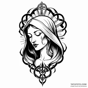 Mother of god, concept art for tattoo, styliz… — эскиз тату (№1748843769_0, 02.06.2025 05:56) — Tatufoto.com