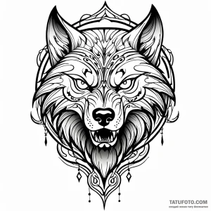 Werewolf, artistic tattoo sketch, bold outlin… — эскиз тату (№1748844284_1, 02.06.2025 06:04) — Tatufoto.com