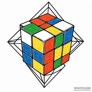 Rubik’s cube, tattoo sketch design, on a clea… — эскиз тату (№1748849390_0, 02.06.2025 07:29) — Tatufoto.com
